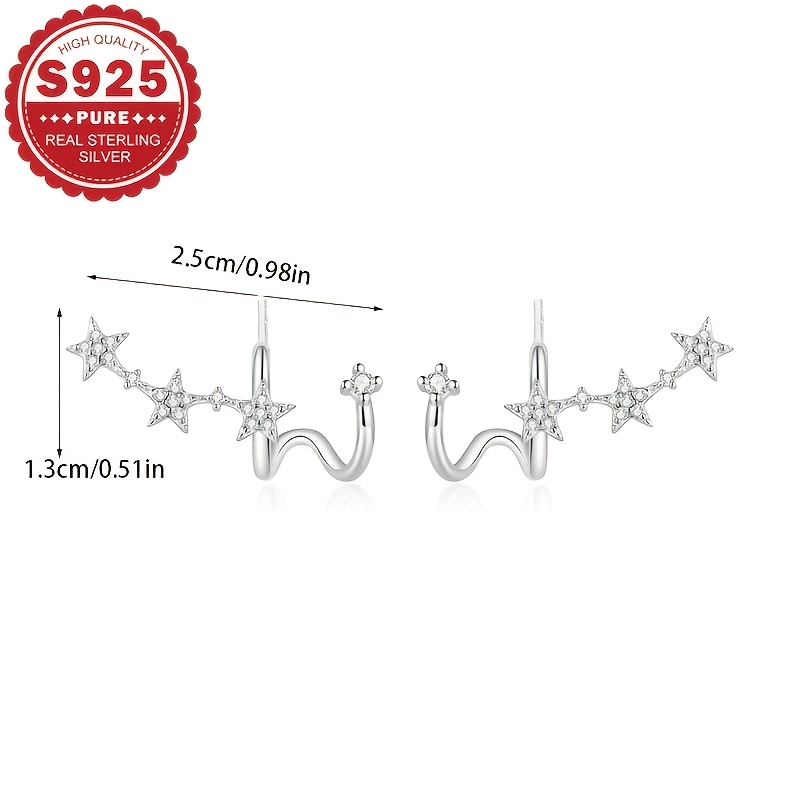 Women's Pentagram Row-Set S925 Sterling Silver Earrings